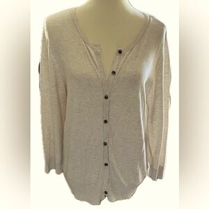 Halogen lightweight cardigan, 3/4 sleeves, oatmeal color, size XL